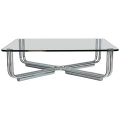  Tubular Chrome and Glass Coffee Table by Gianfranco Frattini for Cassina