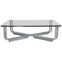 Tubular Chrome and Glass Coffee Table by Gianfranco Frattini for Cassina