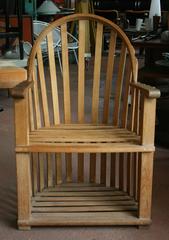 Slatted Wood Chair and Ottoman