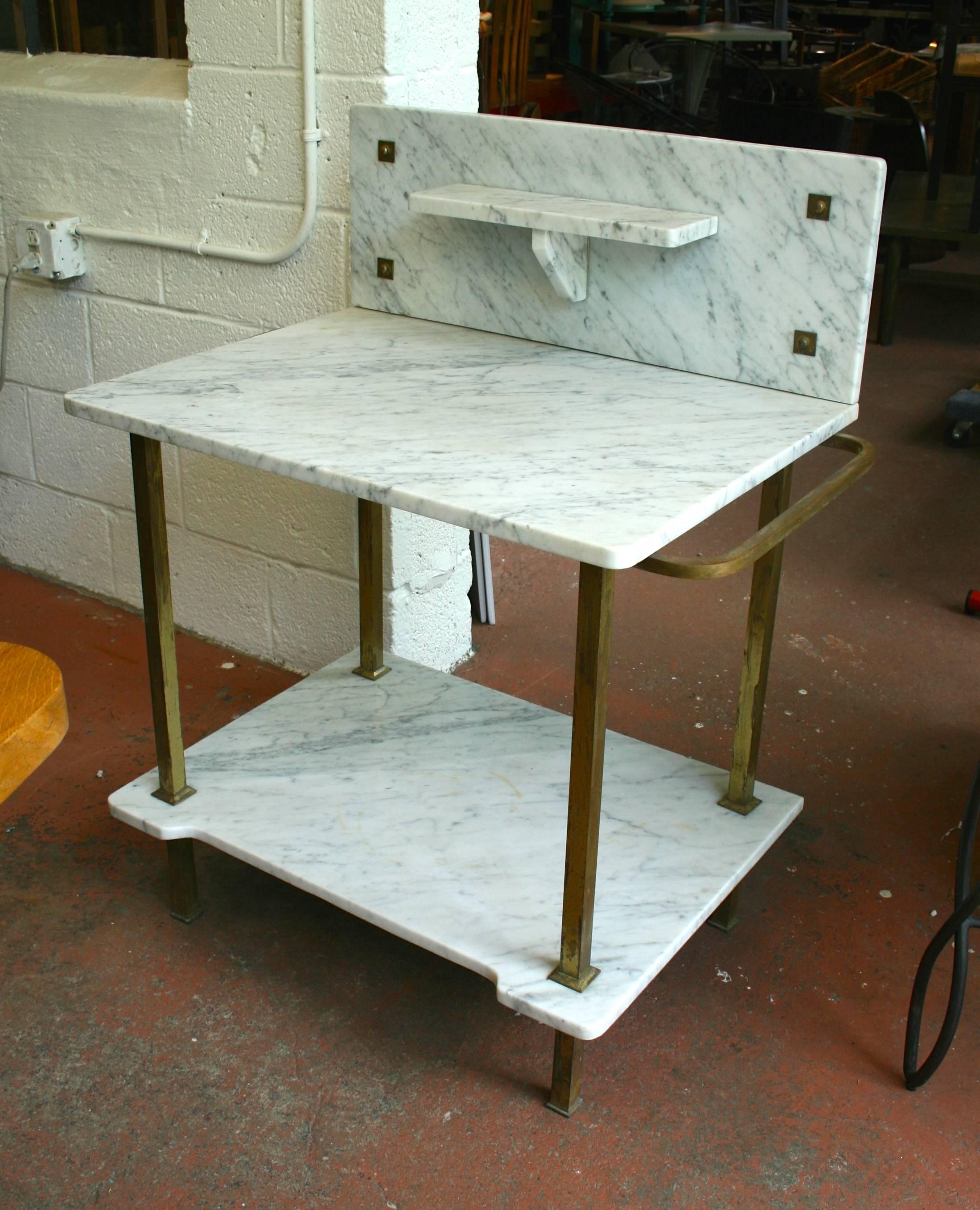 Italian Marble and Brass Console Table In Excellent Condition In Pound Ridge, NY