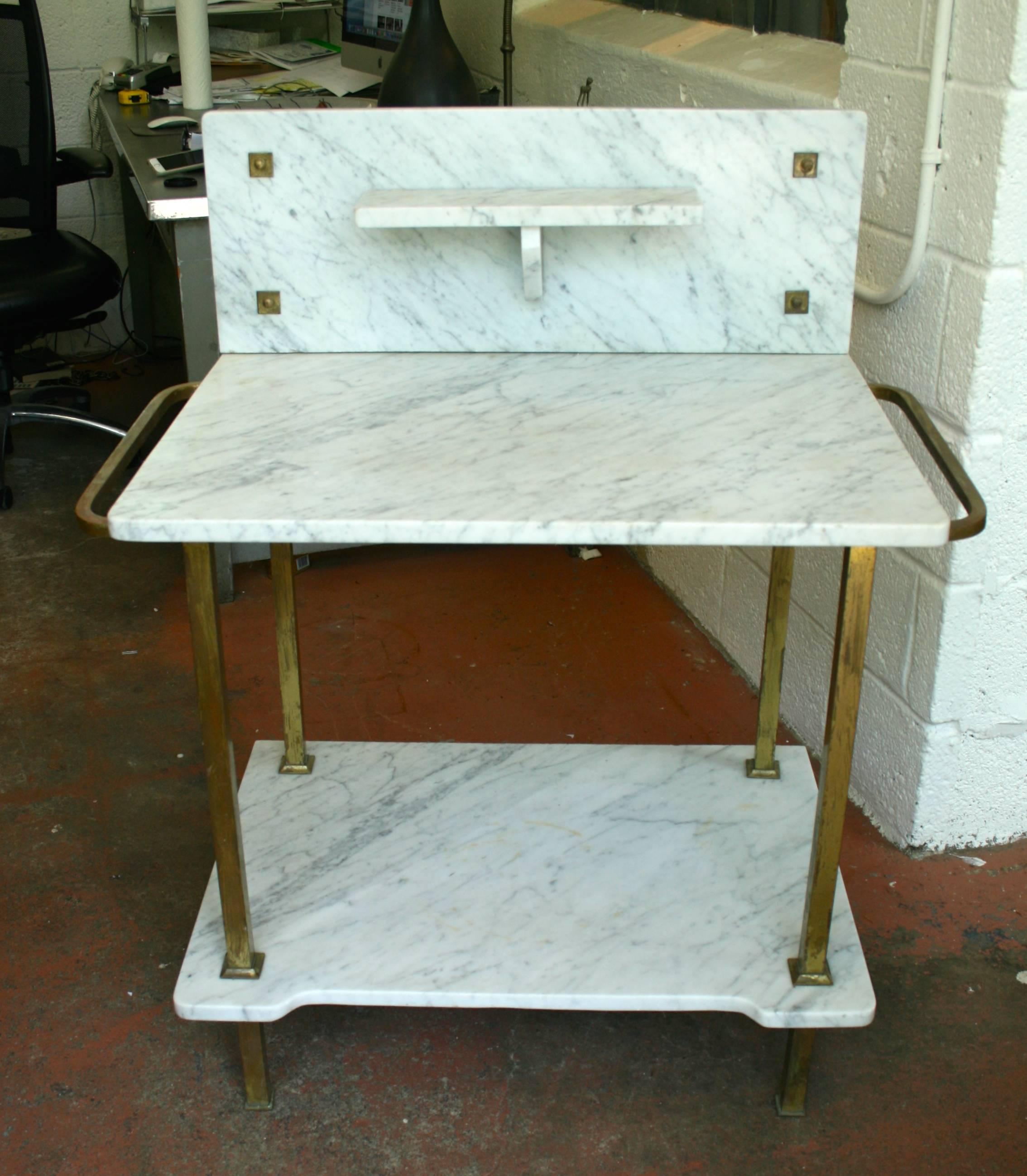 French Italian Marble and Brass Console Table