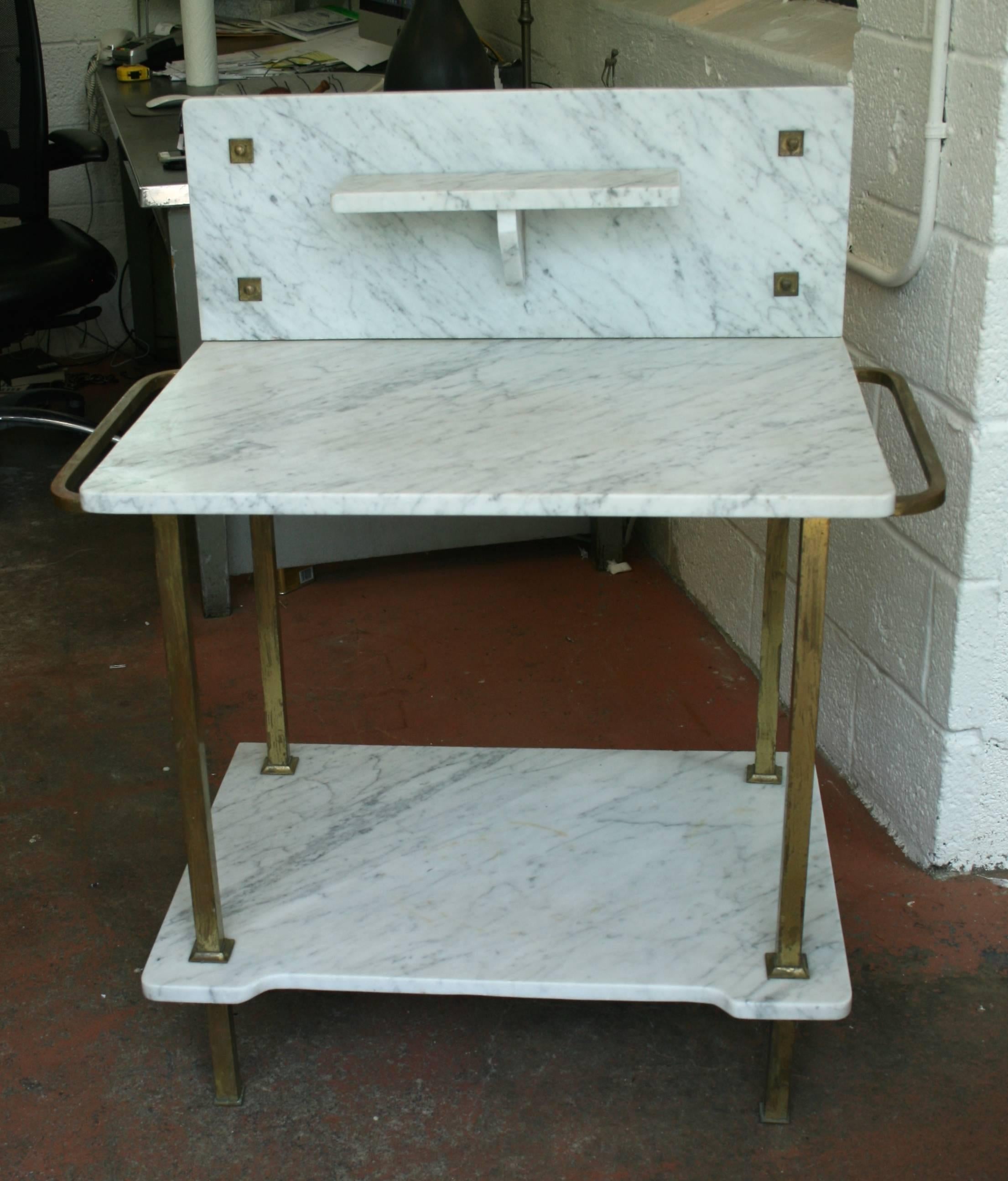 Mid-20th Century Italian Marble and Brass Console Table