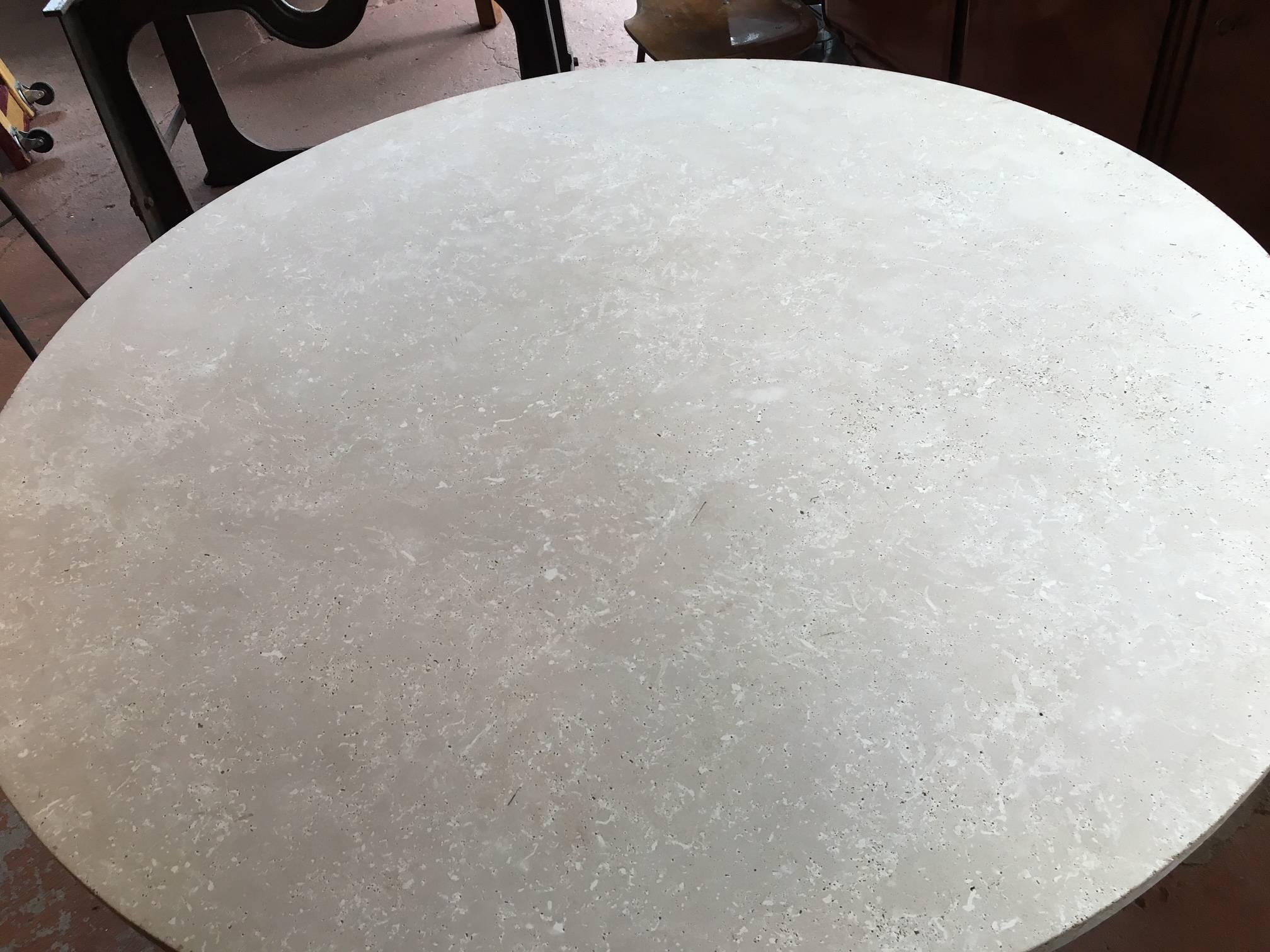 American Travertine and White Oak Center Table For Sale