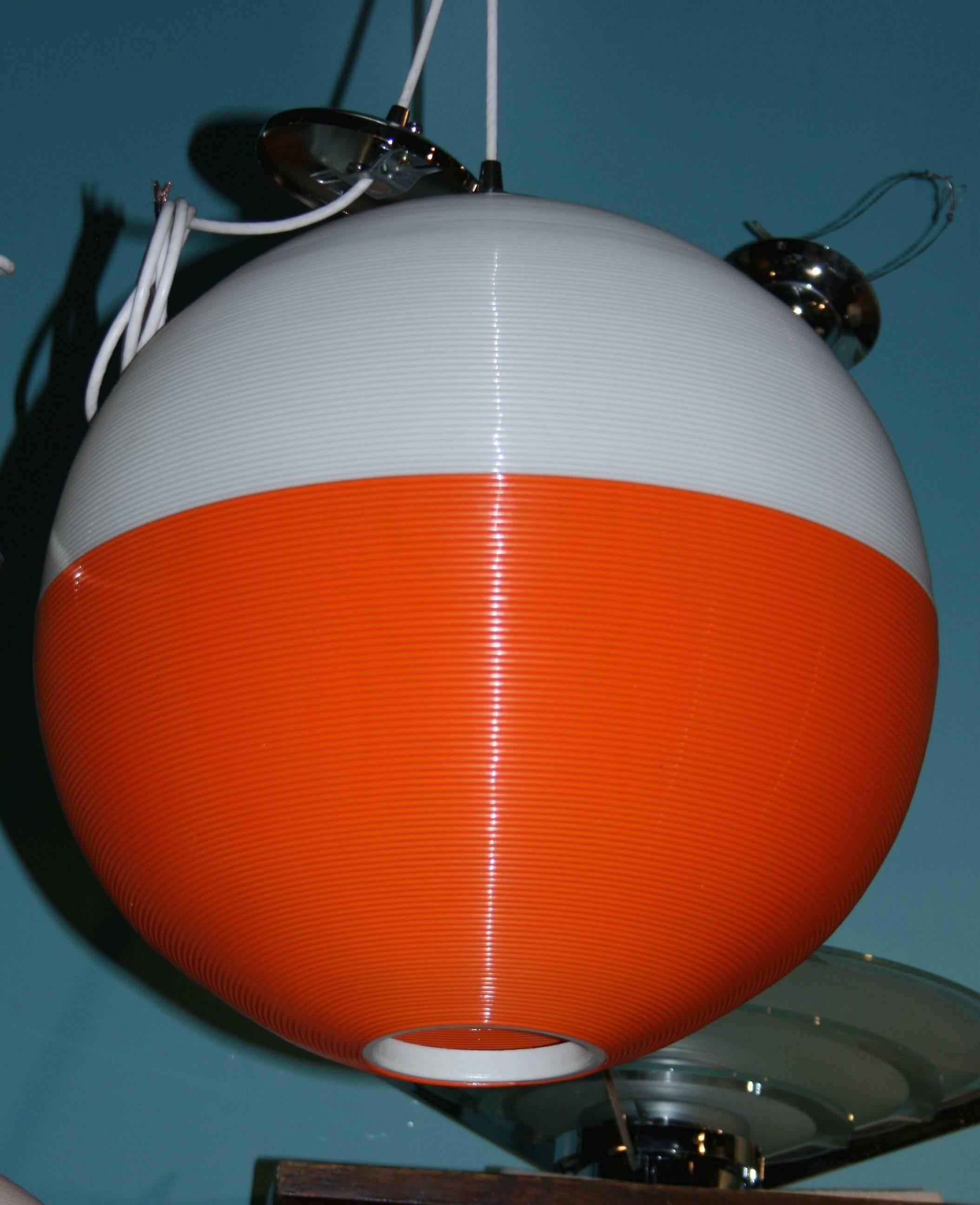 American Pair of Orange and White Rotaflex Globe Lights by Heifetz