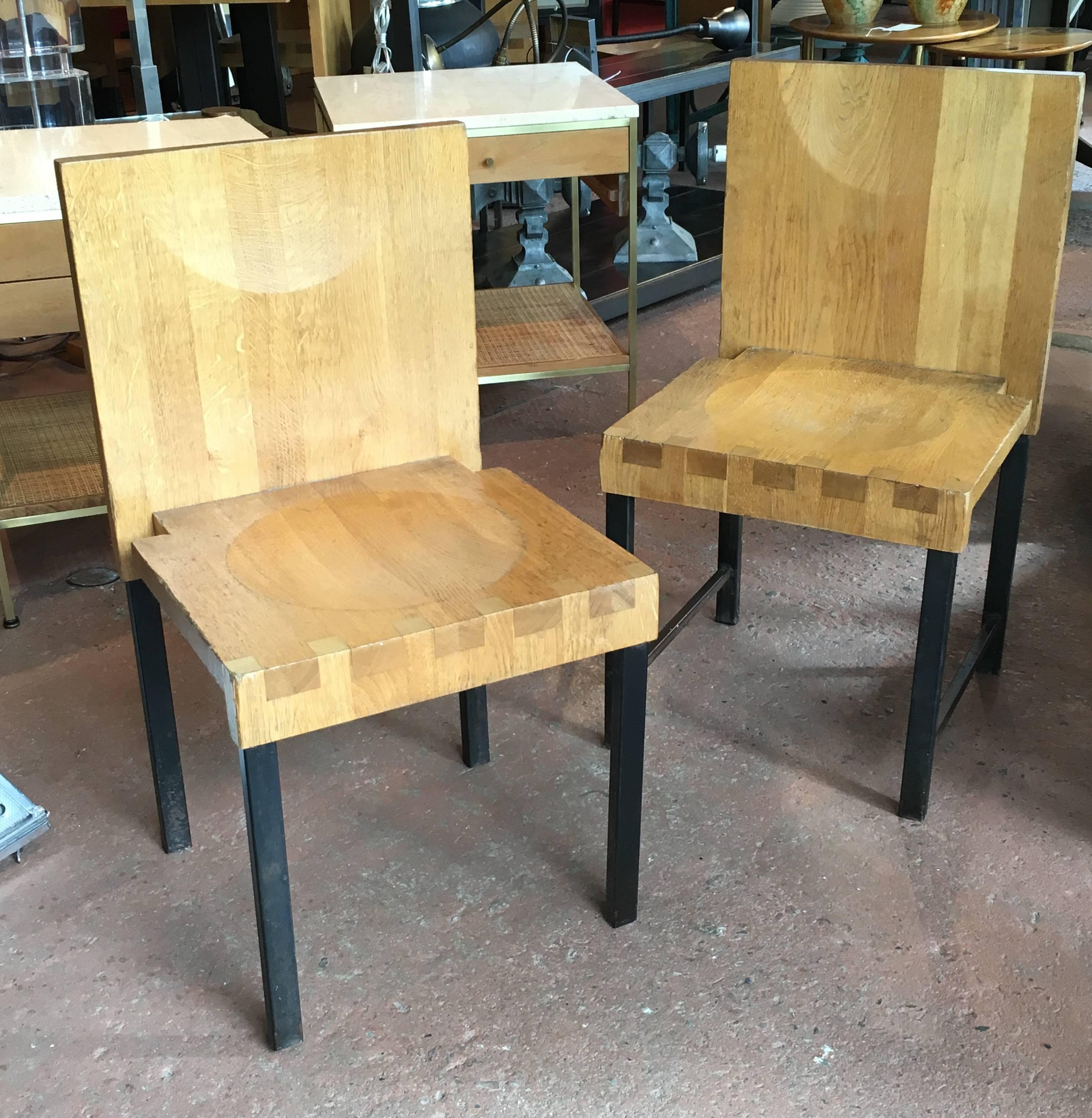 Dutch Set of 10 Scandinavian Modern Wood and Steel Dining Chairs