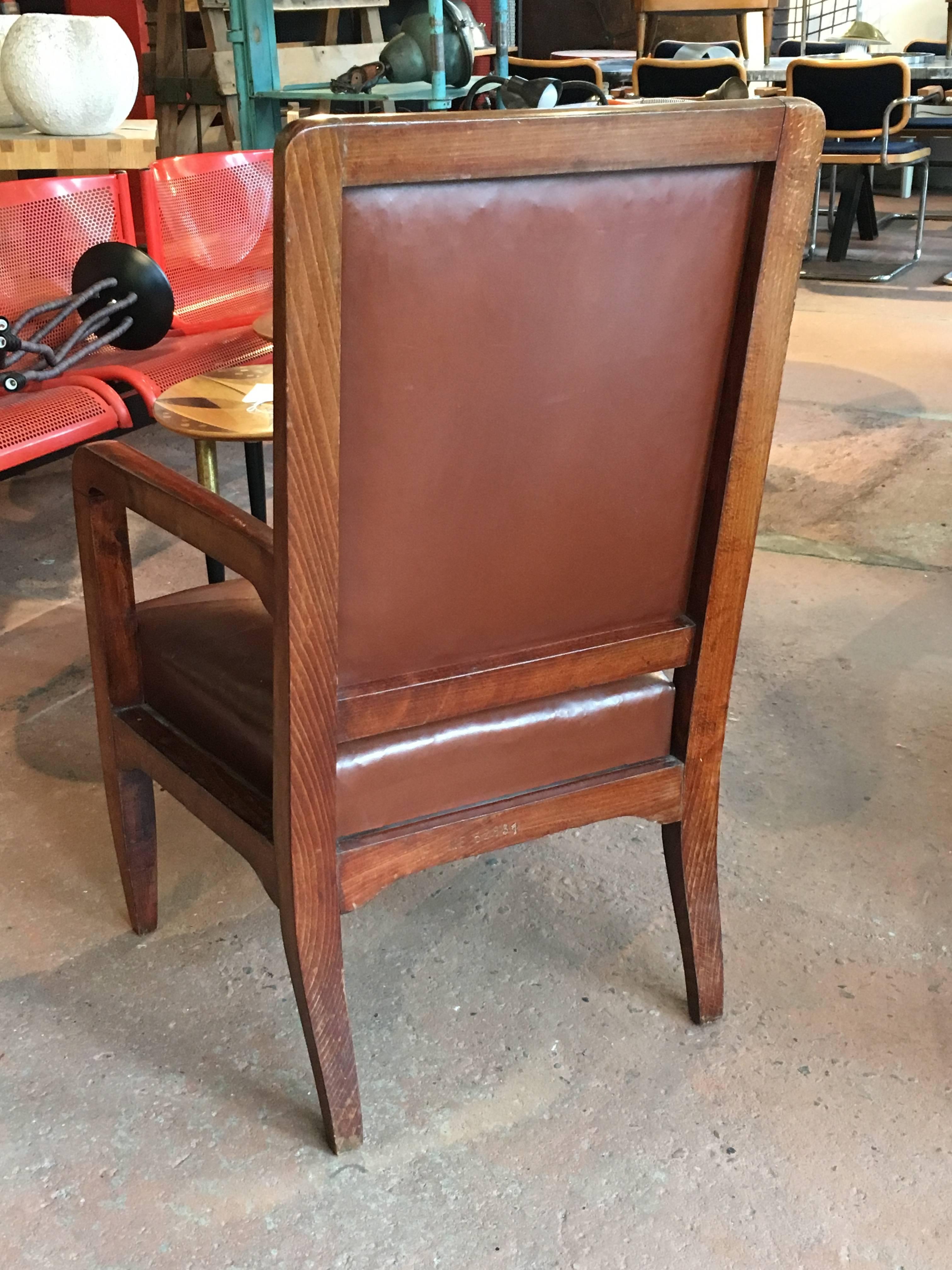 Pair of French Leather Library Chairs In Good Condition In Pound Ridge, NY