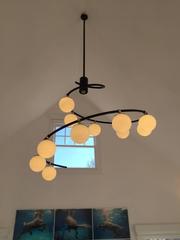 Avantgarden Large Spiral Chandelier w/ Brass Fittings and Glass Globes
