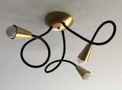 Three-Light Meander Flexible Arm Ceiling Mounted Light Fixture