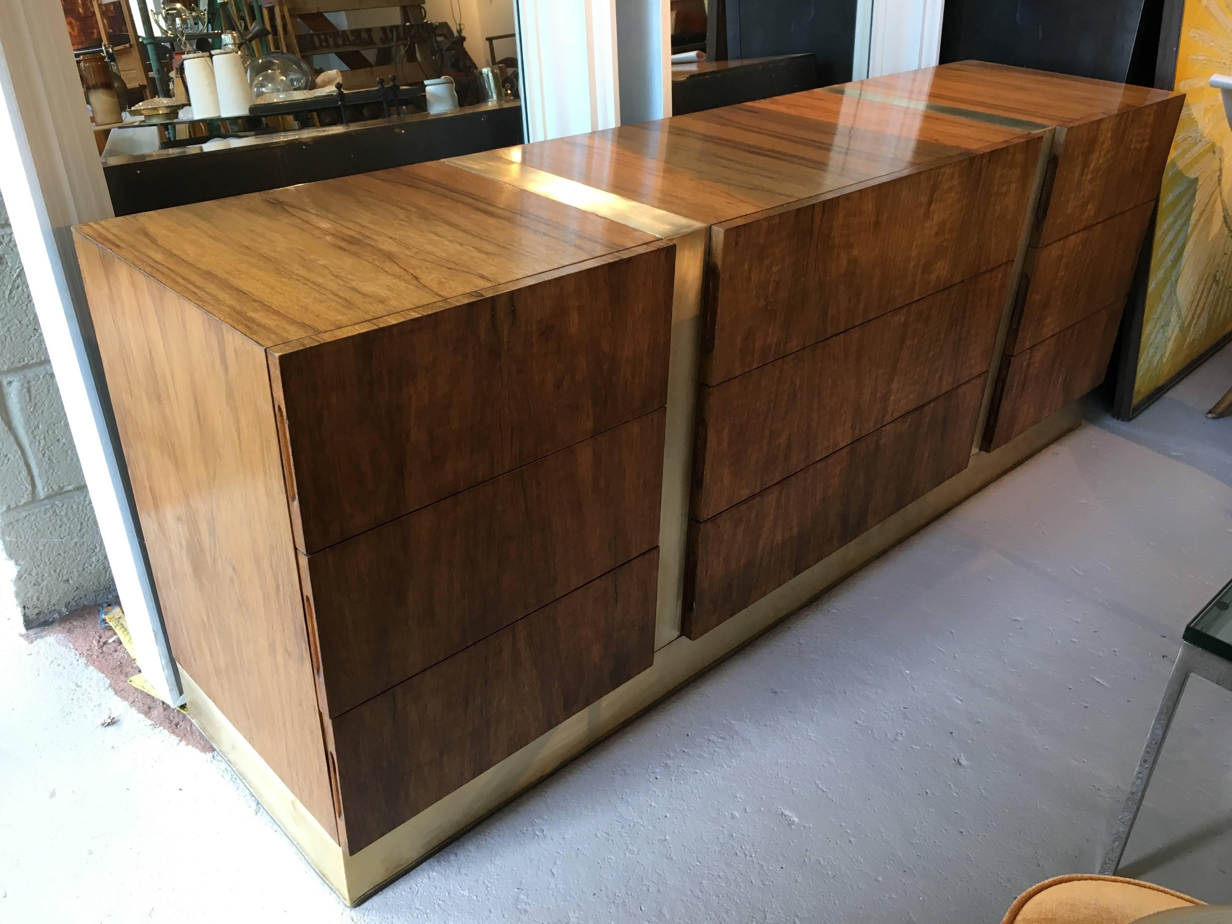 Mid-Century Modern Milo Baughman for Thayer Coggin Rosewood and Brass Sideboard with All Drawers