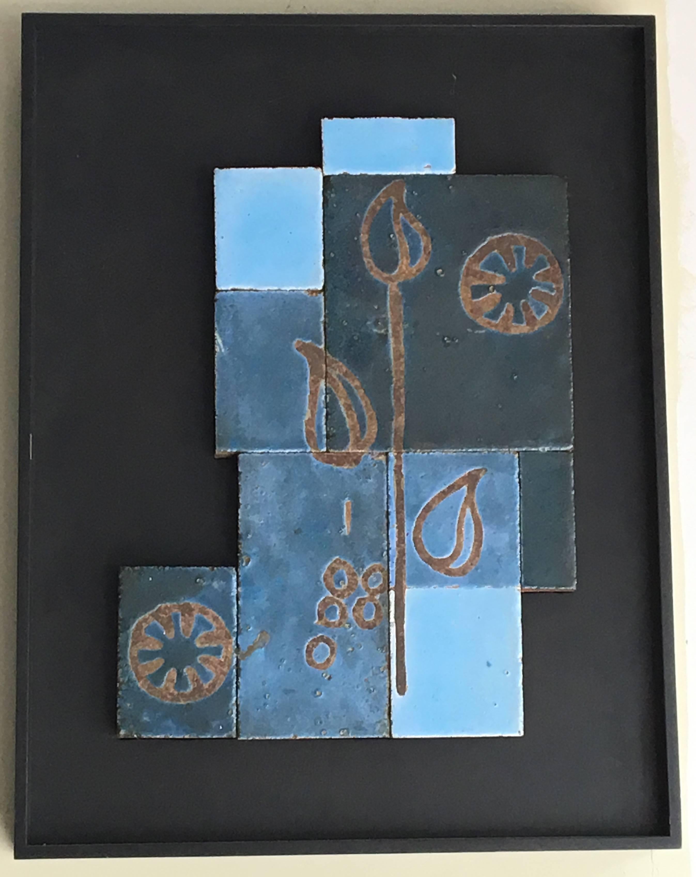 Mid-Century Modern Set of Three Glazed Tile Assemblages from the South of France