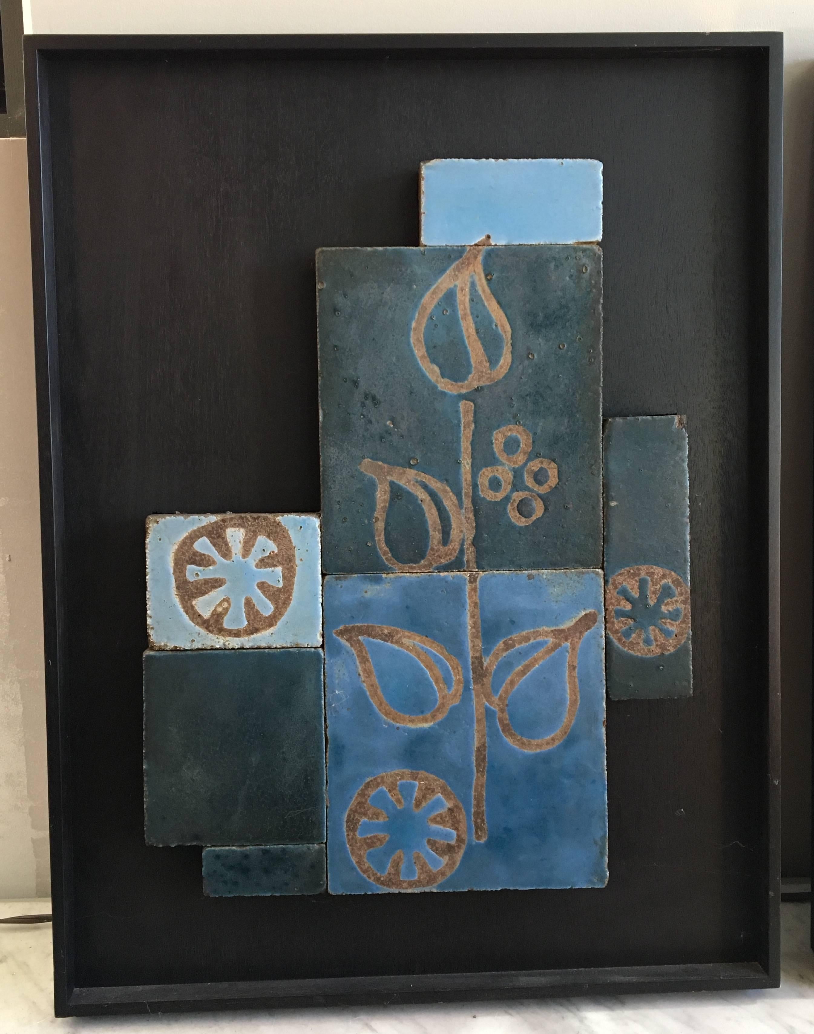French Set of Three Glazed Tile Assemblages from the South of France