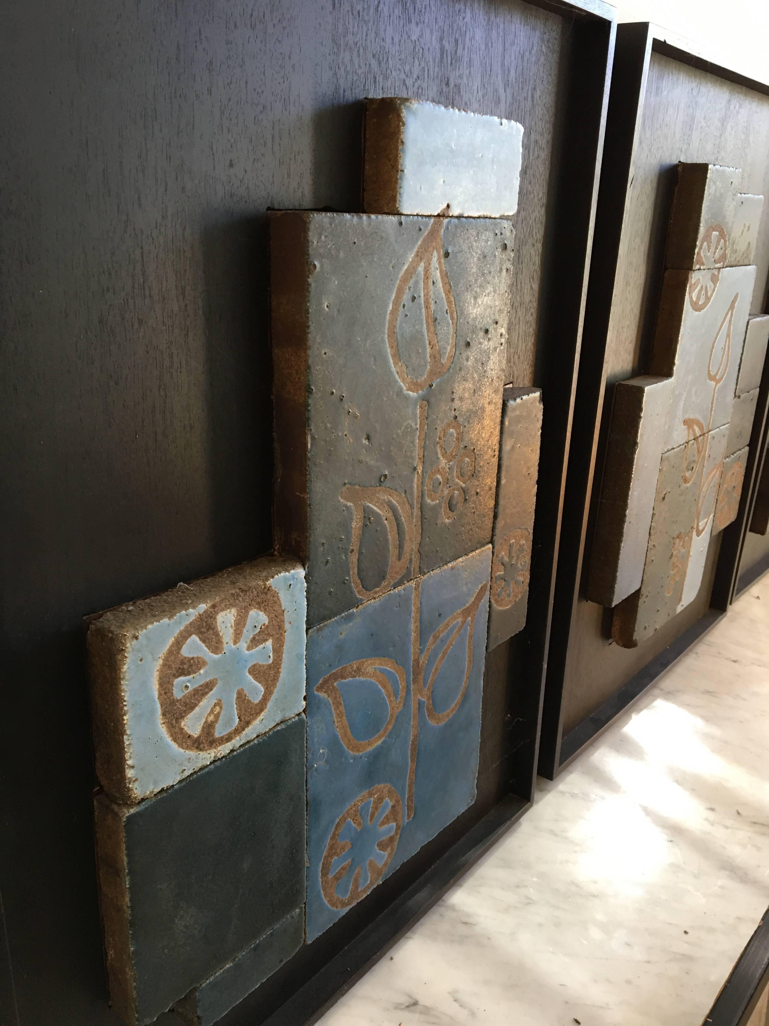 Mid-20th Century Set of Three Glazed Tile Assemblages from the South of France