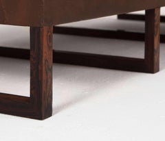 Scandinavian Modern Leather and Rosewood Sectional