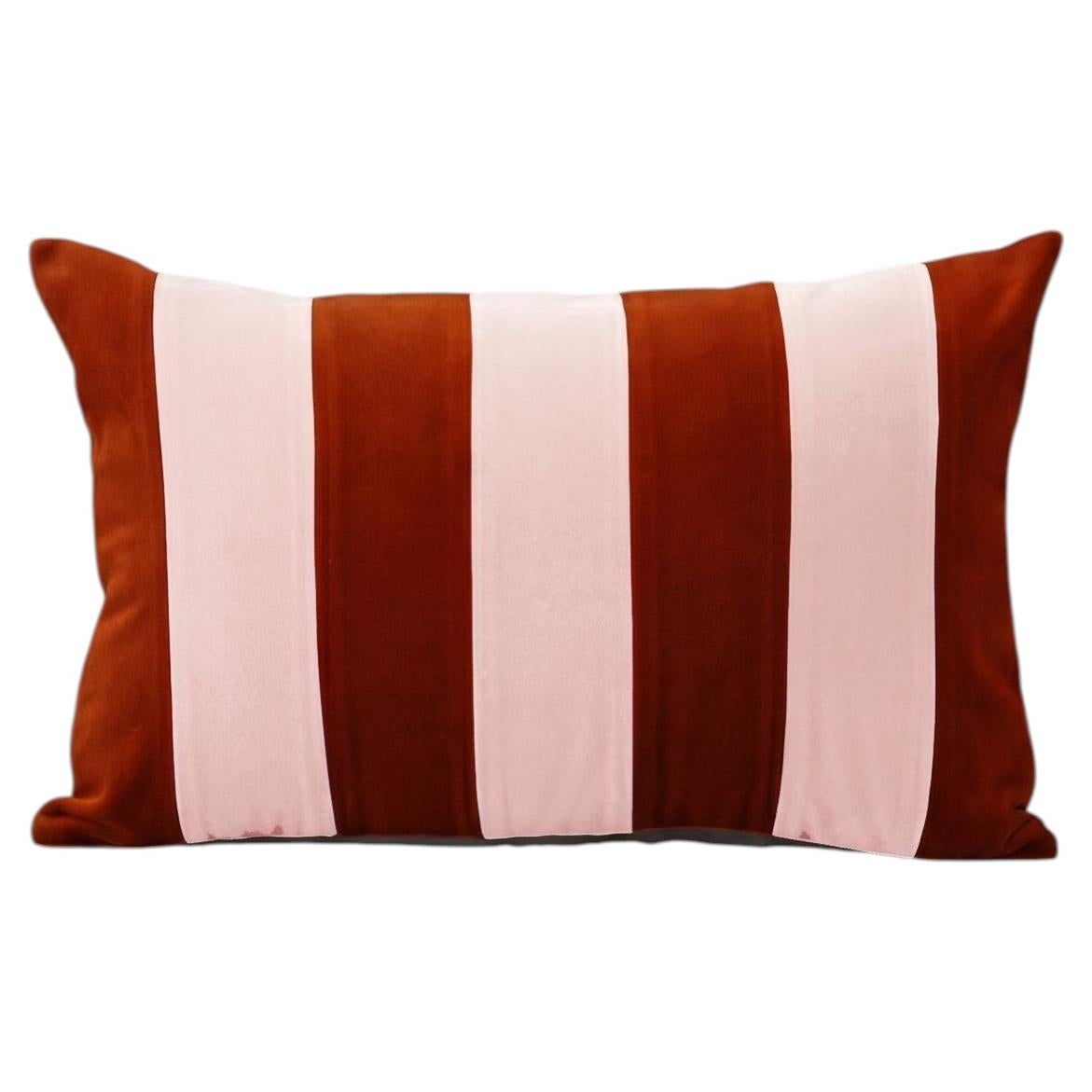 Ametista II Brick & Pink Velvet Deluxe Handmade Decorative Pillow