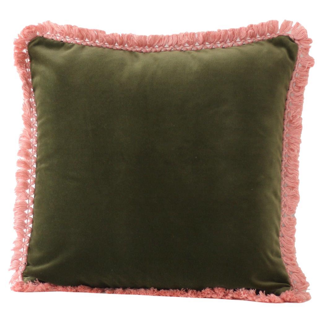 Cuscino decorativo con frange deluxe in velluto verde secco IRIS