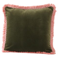 Cuscino decorativo con frange deluxe in velluto verde secco IRIS