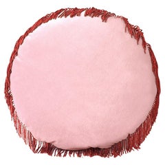 Turquoise Pastel Pink Velvet Deluxe Handmade Round Cushion