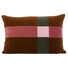 Cuscino decorativo in velluto deluxe fatto a mano con patchwork marrone smeraldo
