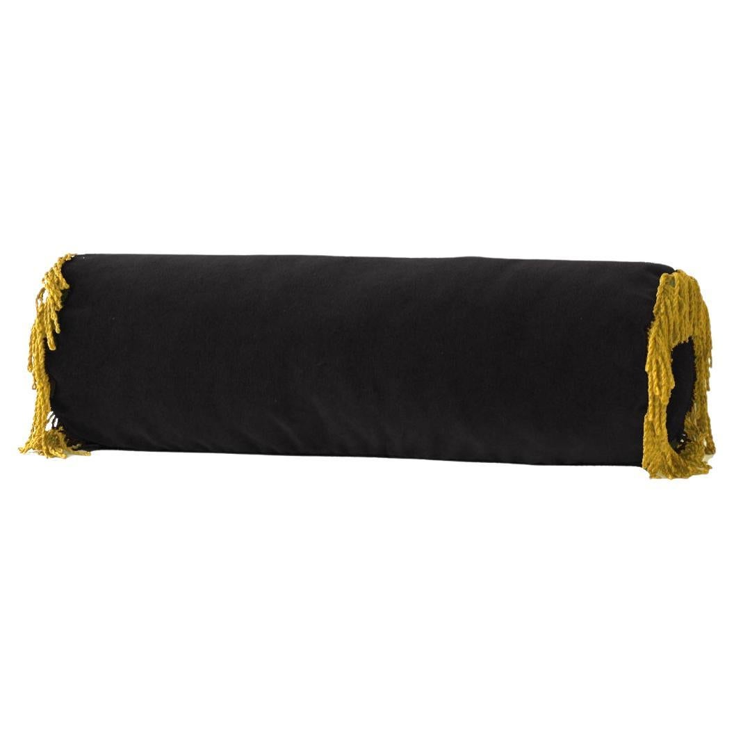 Turquoise II Velours noir Deluxe Coussin Traversin fait main