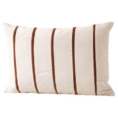 AMAZONITE Ivory White & Brown Striped Velvet Deluxe Handmade Pillow