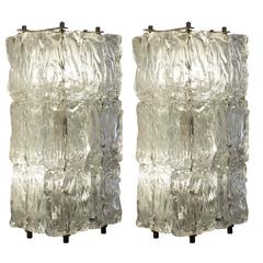 Graceful Pair of Murano Glass Sconces by Barovier and Toso, Italy, 1950s