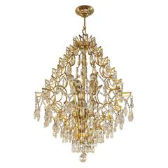 Posh Crystal and Brass Chandelier, Italy, 1960s 4