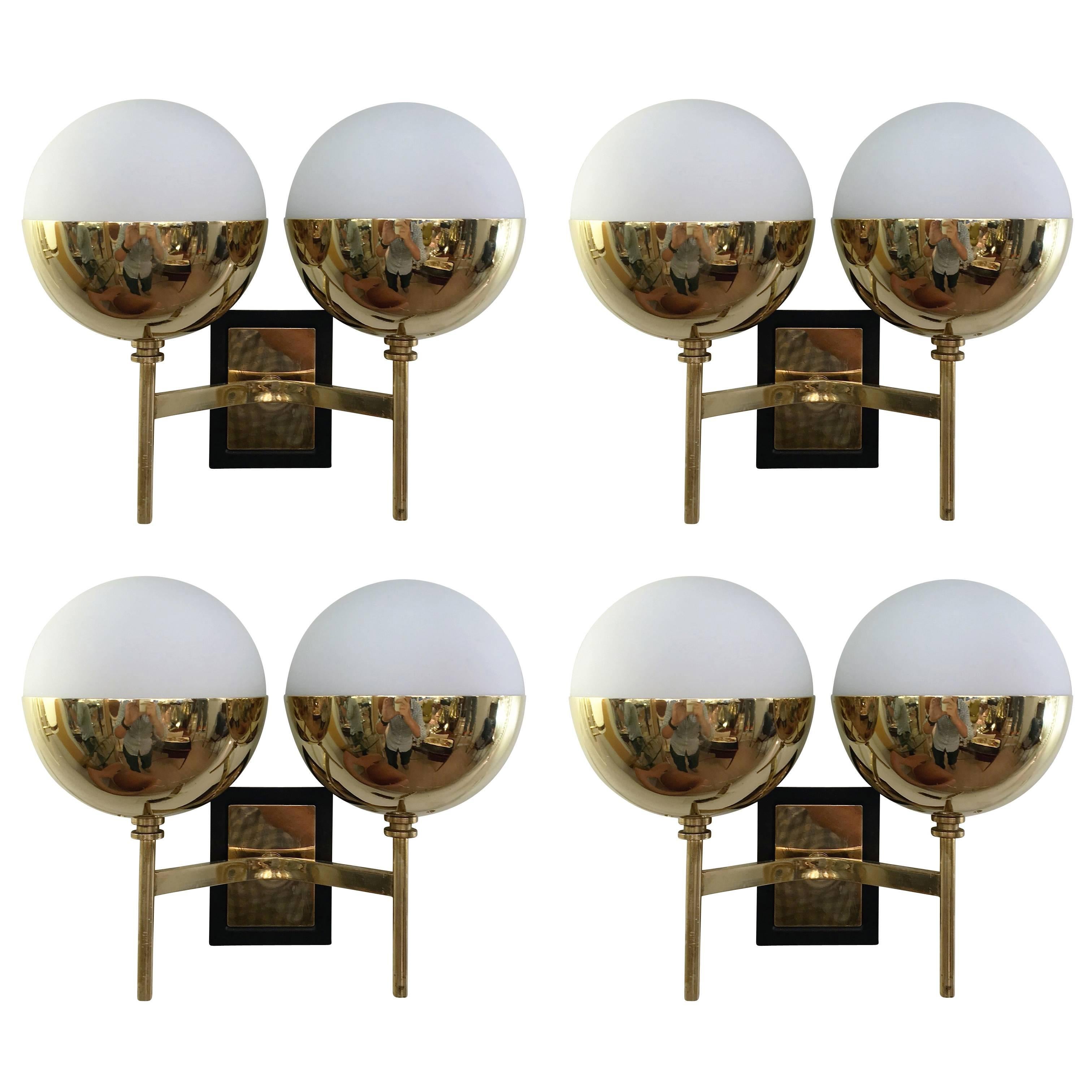 Two Pairs of Diminutive Stilnovo Style Sconces, Italy, 1960s