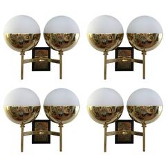 Two Pairs of Diminutive Stilnovo Style Sconces, Italy, 1960s