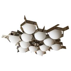 "Esagono" Flush Mount Fixture by Fedele Papagni for Gaspare Asaro-Nickel Version