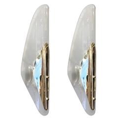 Stunning Pair of Glass and Brass Sconces, Italy, 1960s 2