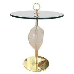 One of a Kind Side Table with Glass Crystal by Gaspare Asaro