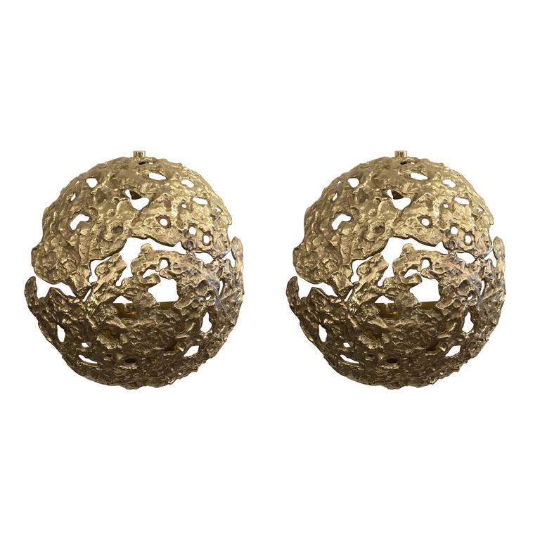 Cast Bronze "Meteorite" Wall Lights by Esperia For Sale at 1stdibs