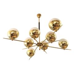 Star Shaped Mid-Century Chandelier with Eight Globes