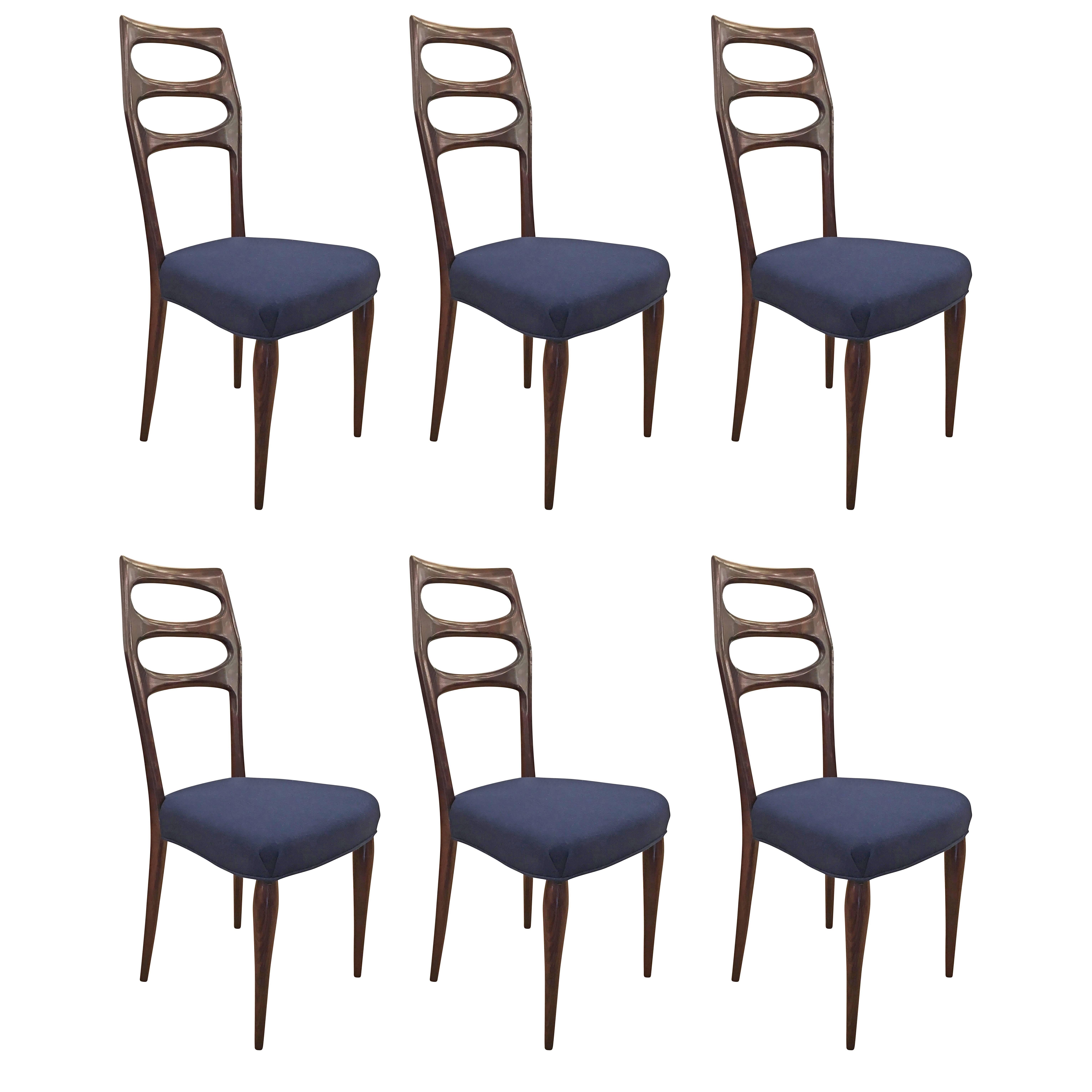 Set of Six Elegant Mid-Century Dining Chairs