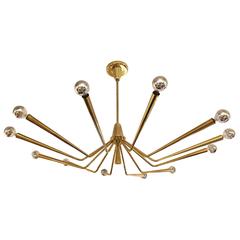 Large Brass Chandelier by Oscar Torlasco for Lumi 5