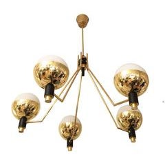 Five-Arm Chandelier Attributed to Stilnovo, Italy, 1960s 4