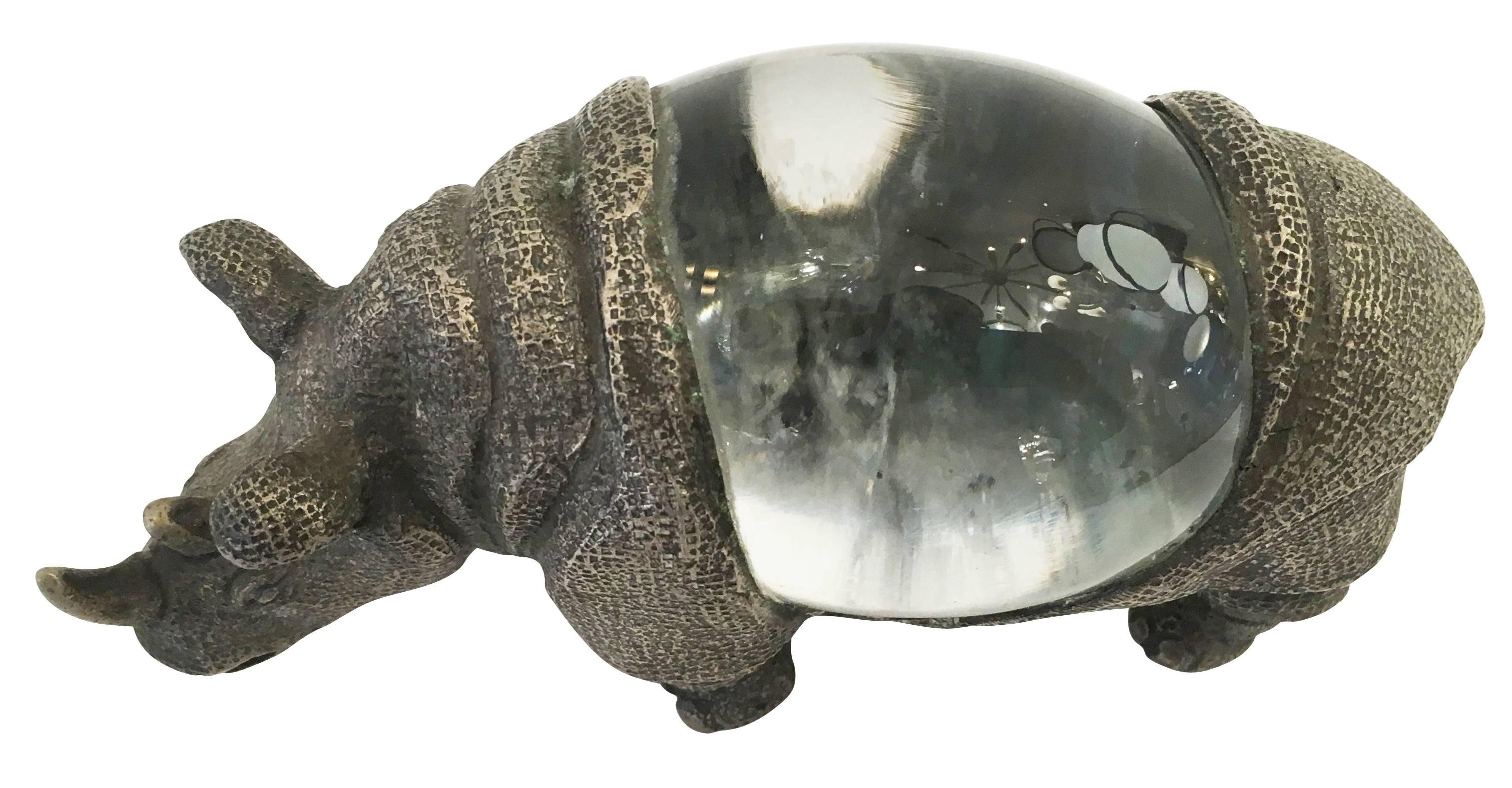 Gabriella Crespi Silvered Bronze Rhino 2