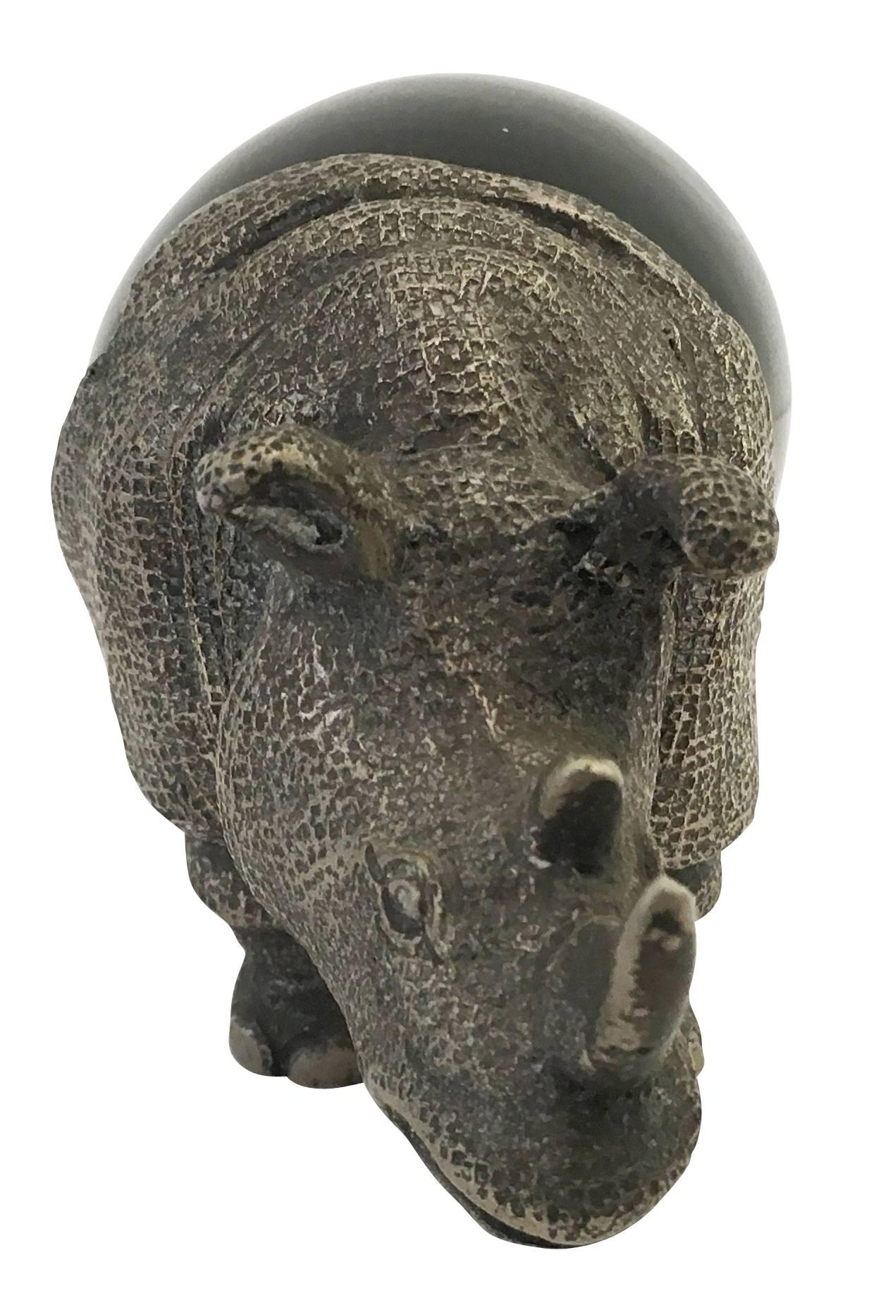 Gabriella Crespi Silvered Bronze Rhino In Excellent Condition In New York, NY