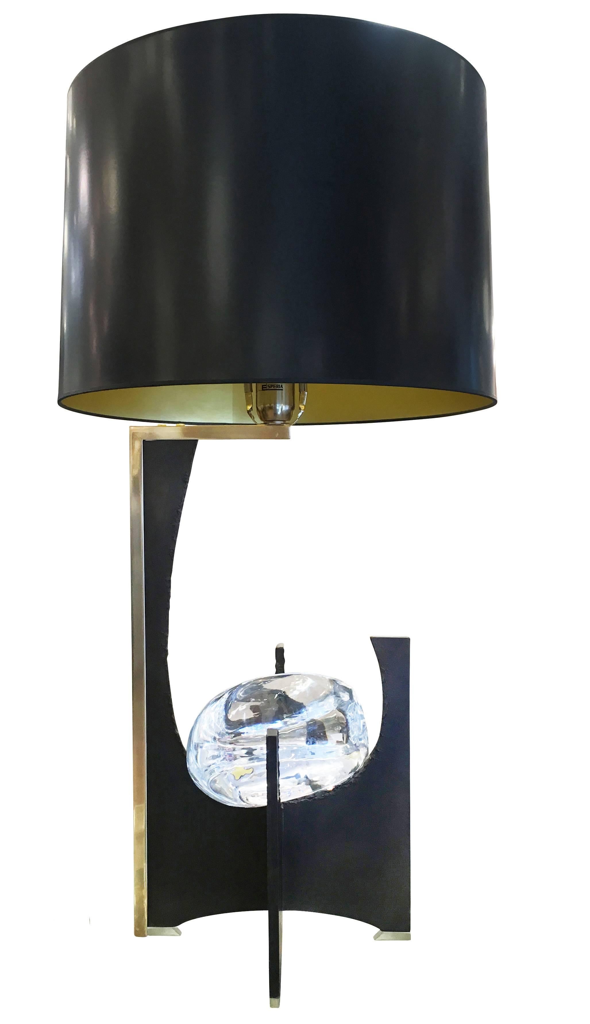 Modern “Galileo” Black Iron and Glass Table Lamp by Esperia  for Gaspare Asaro