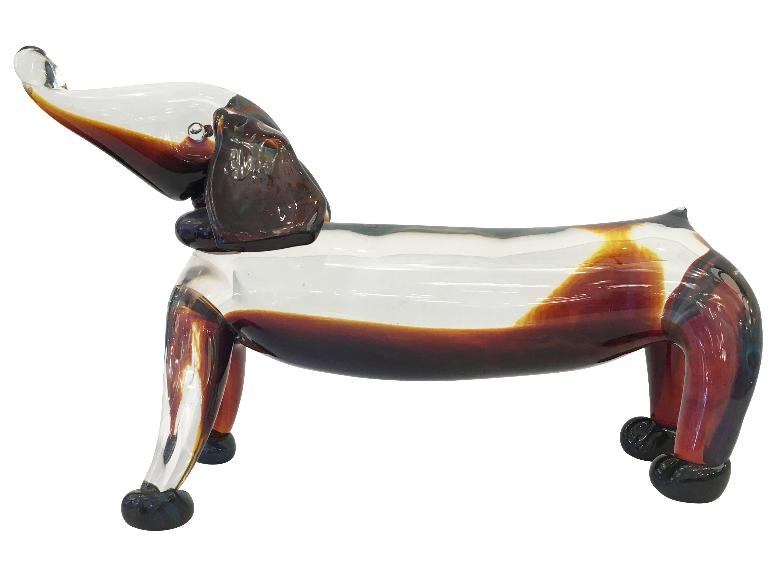 Mid-Century Modern Vintage Murano Glass Dog Sculpture