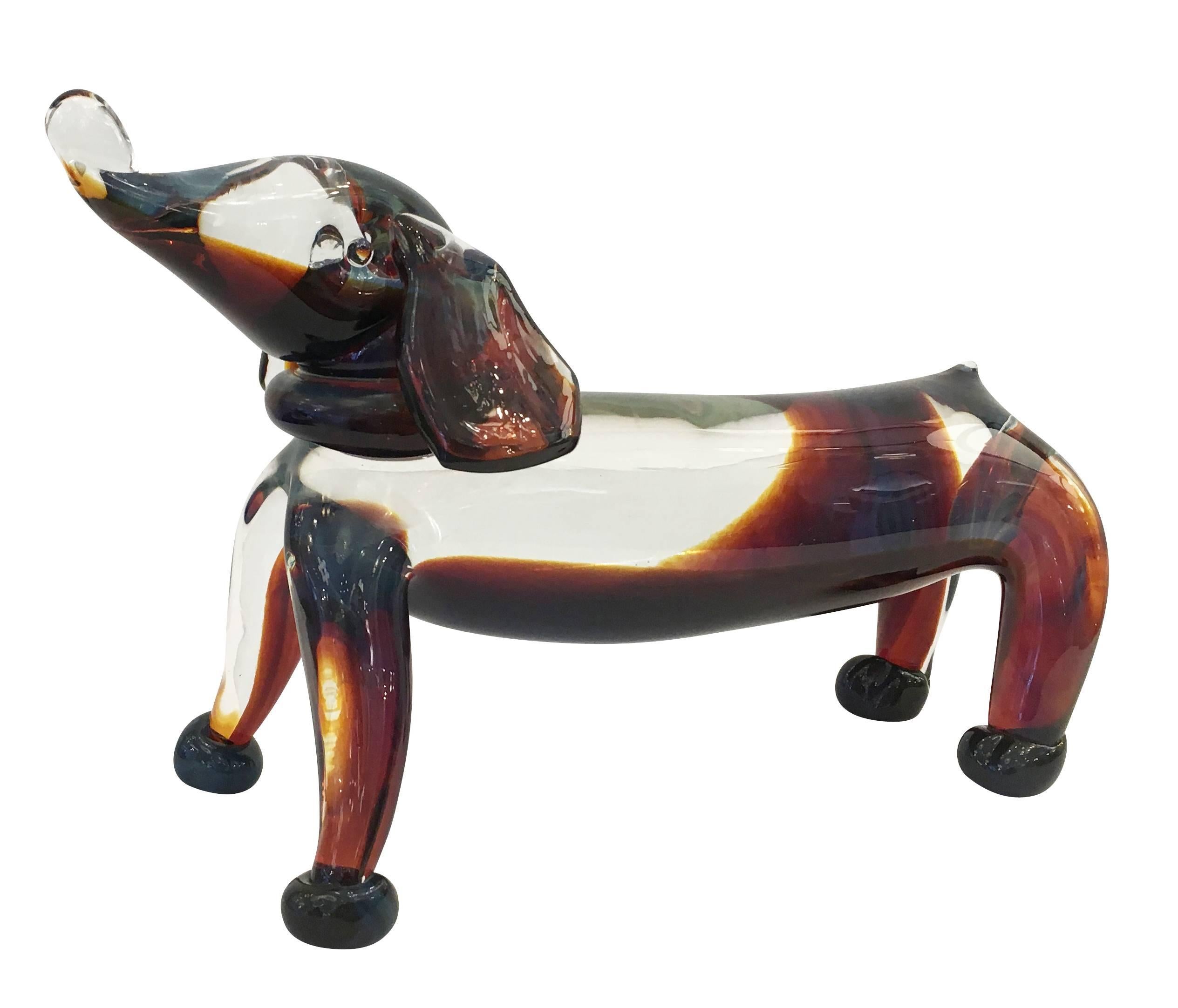 Vintage Murano Glass Dog Sculpture In Excellent Condition In New York, NY