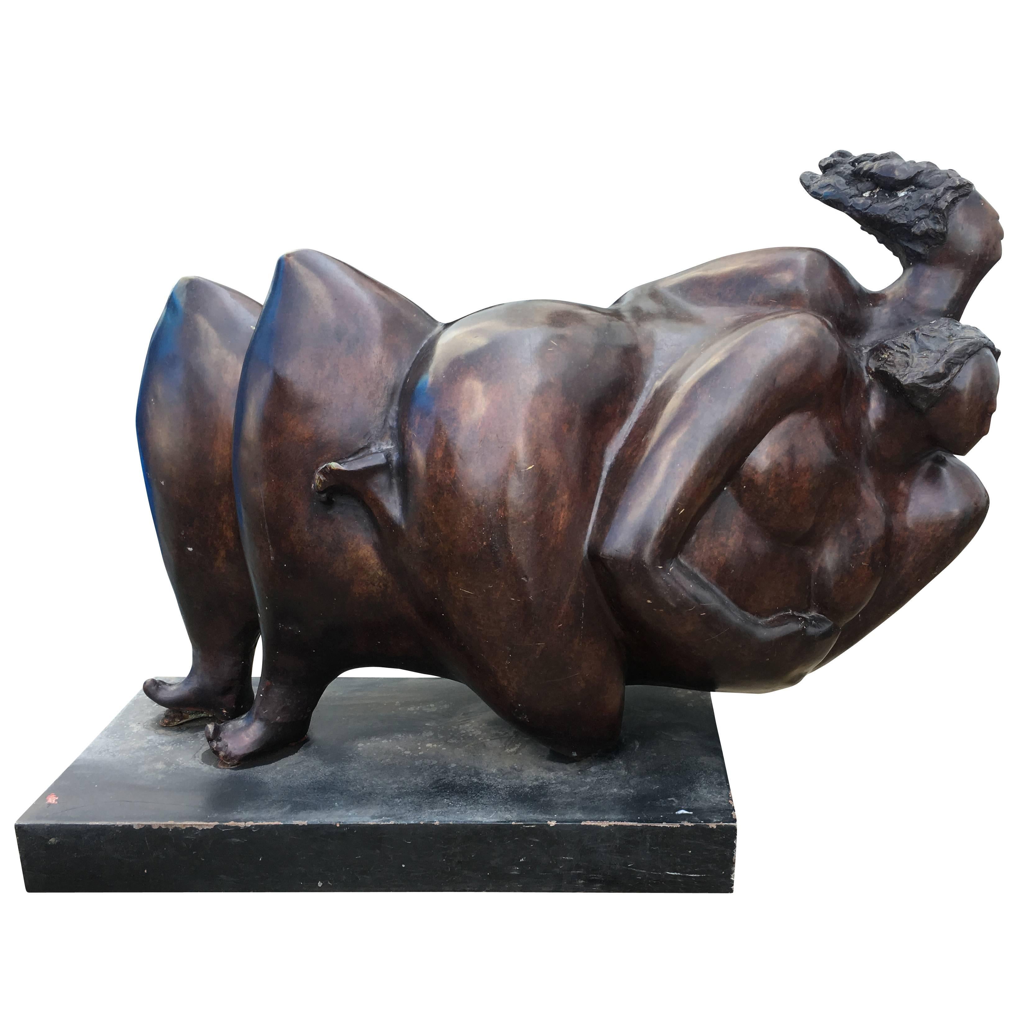 Large unknown bronze sculpture of two moving and intertwining bodies. Finished in an oil rubbed patina, it is suitable for both indoors and outdoors.

measures: Width 48