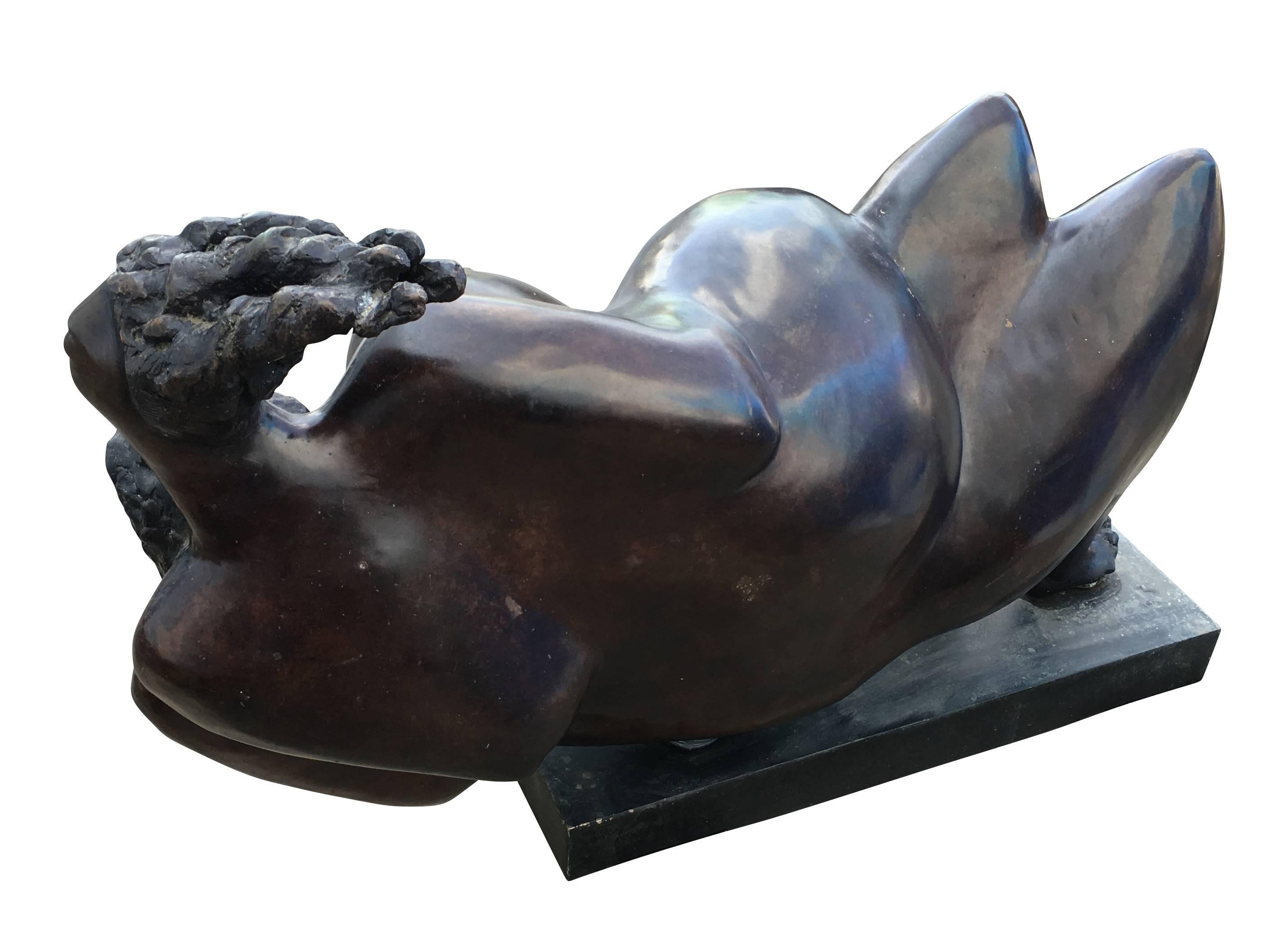 Large Oil Rubbed Bronze Sculpture In Good Condition In New York, NY