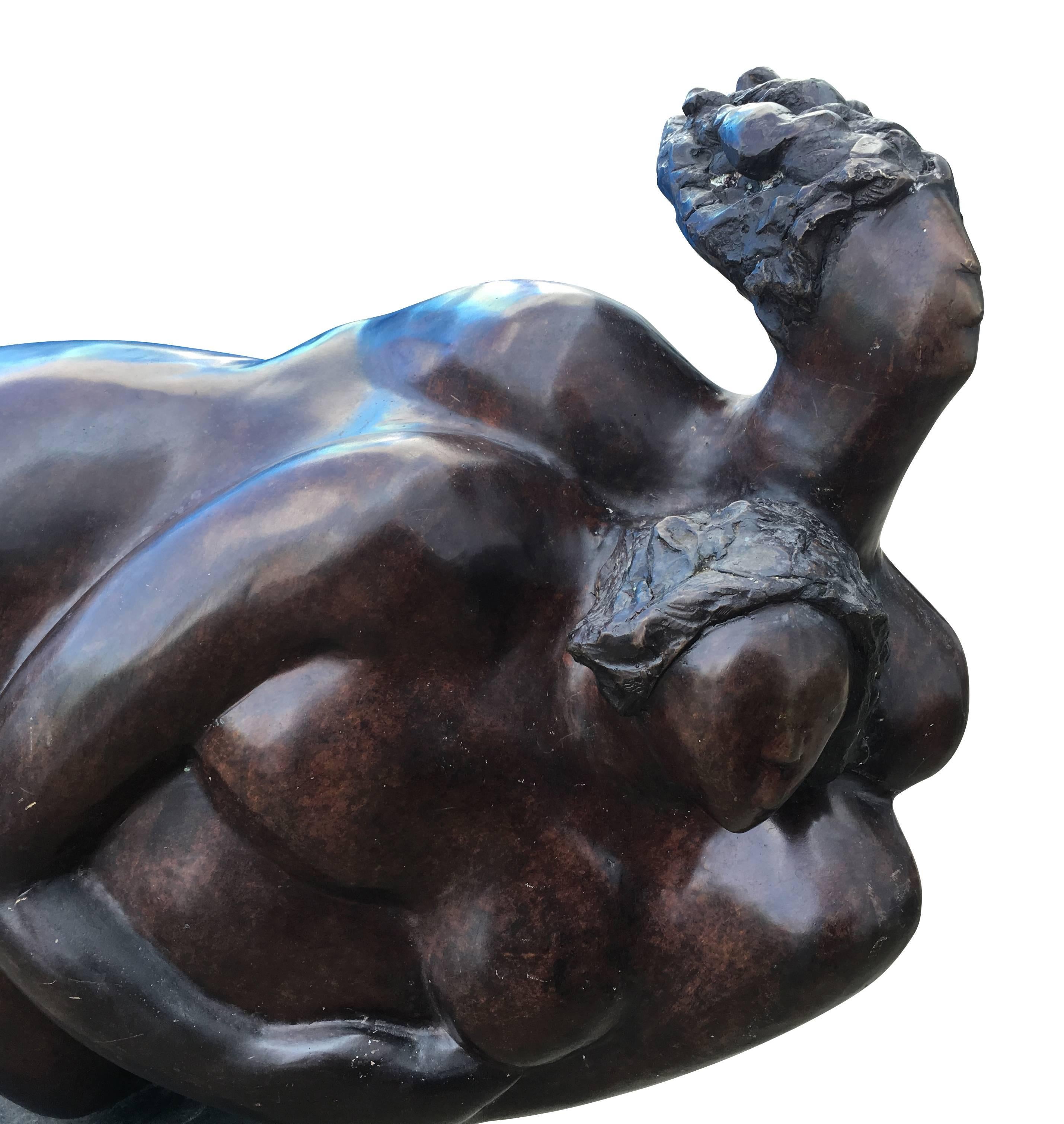 Late 20th Century Large Oil Rubbed Bronze Sculpture