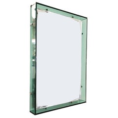 Rectangular Turquoise Mirror by Cristal Art, Italy, 1960s