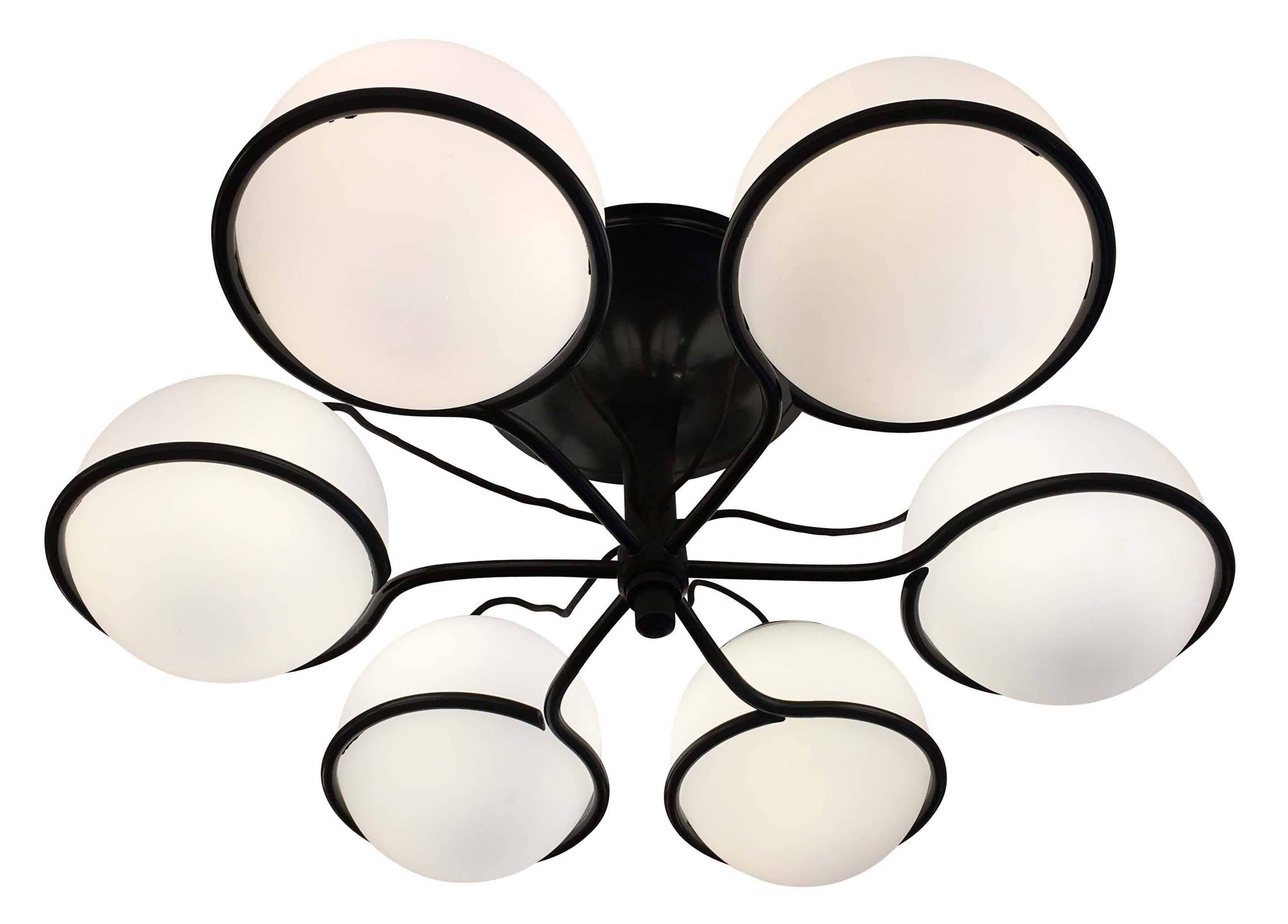 Pair of Sarfatti for Arteluce Chandeliers Model 2042/6, 1963 In Excellent Condition In New York, NY