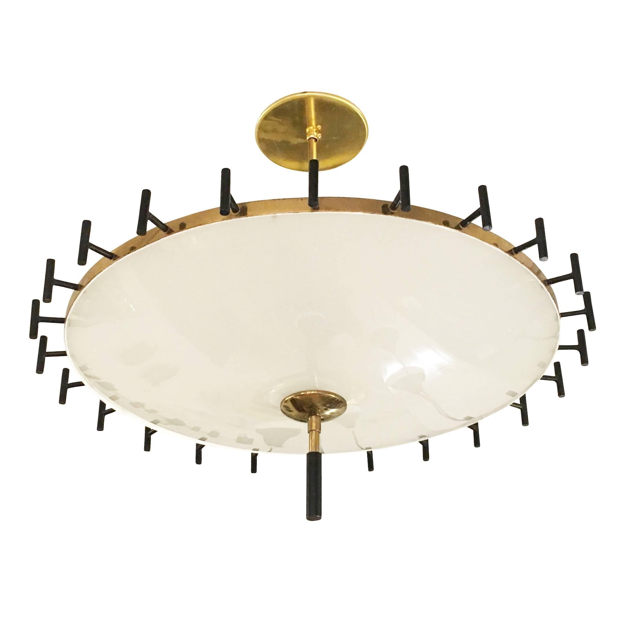 Italian Midcentury Saucer Chandelier In Excellent Condition In New York, NY