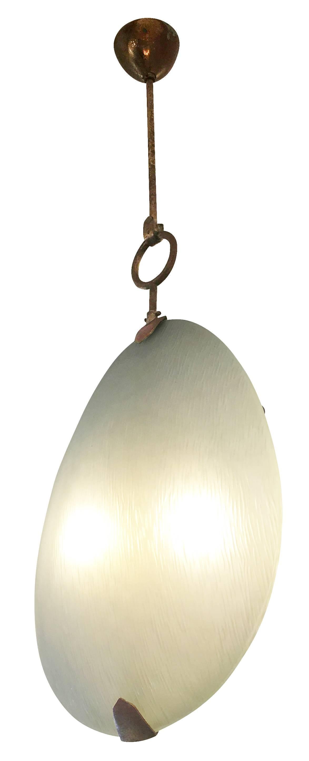 Mid-20th Century Textured Glass Fontana Arte Pendant, Italy, 1960s