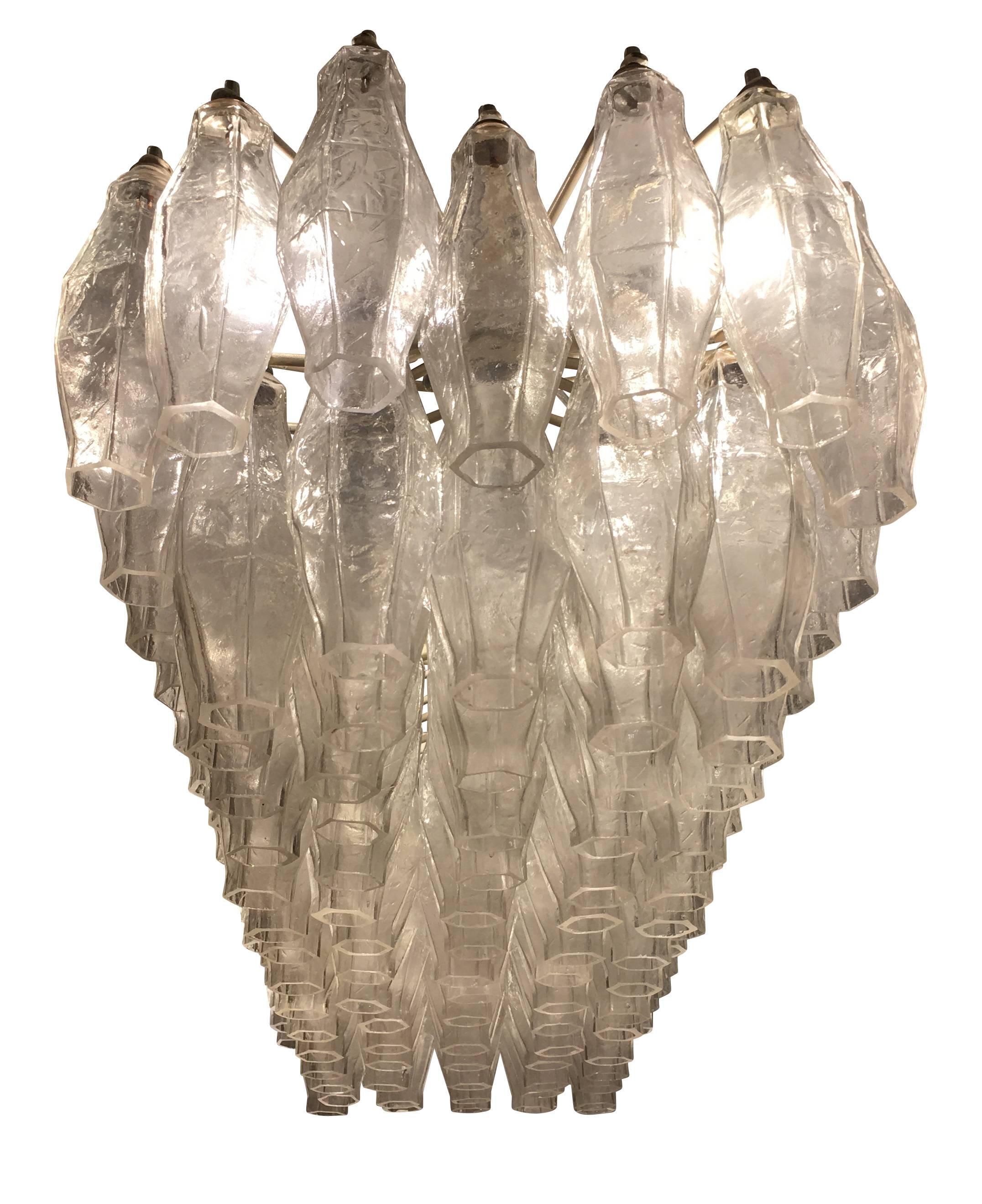 Italian Elongated Polyhedral Chandelier Attributed to Venini