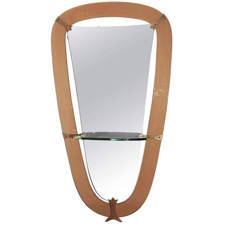 Large Cristal Art Mirror and Console, Italy, 1950s